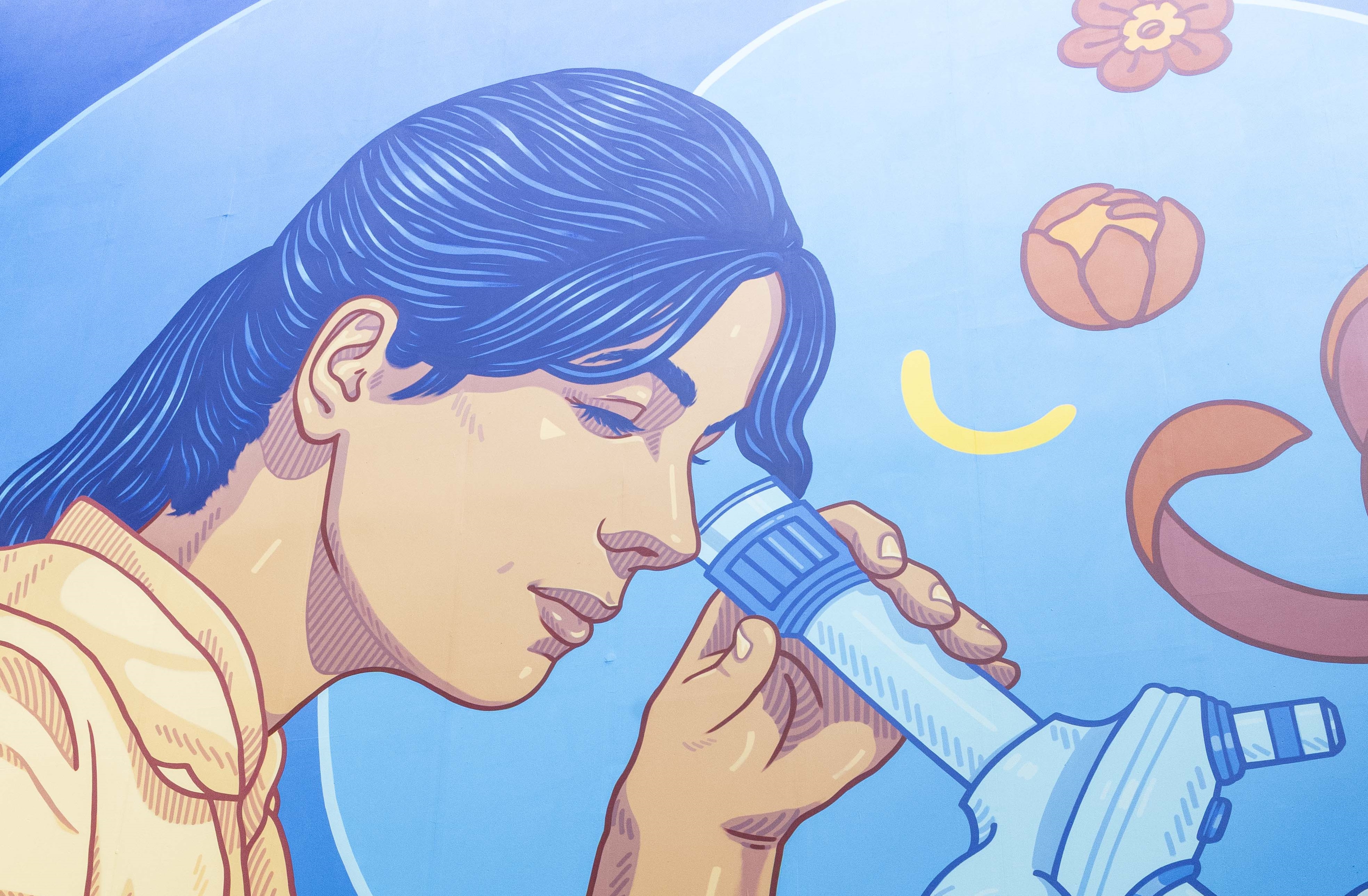 O mural de gran formato de Lidia Cao homenaxea as mulleres científicas en Marineda City