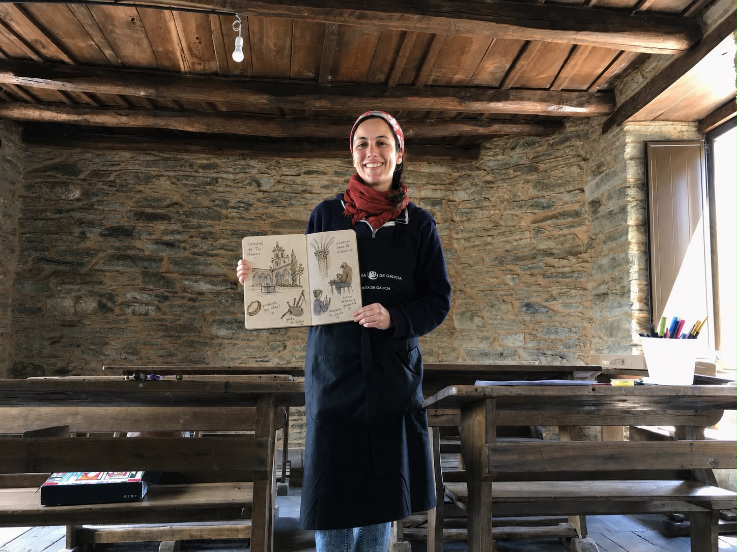 Iria Prol imparte un taller de ilustración en el marco de Resonancias 26 en el Festival Música no Claustro de Tui